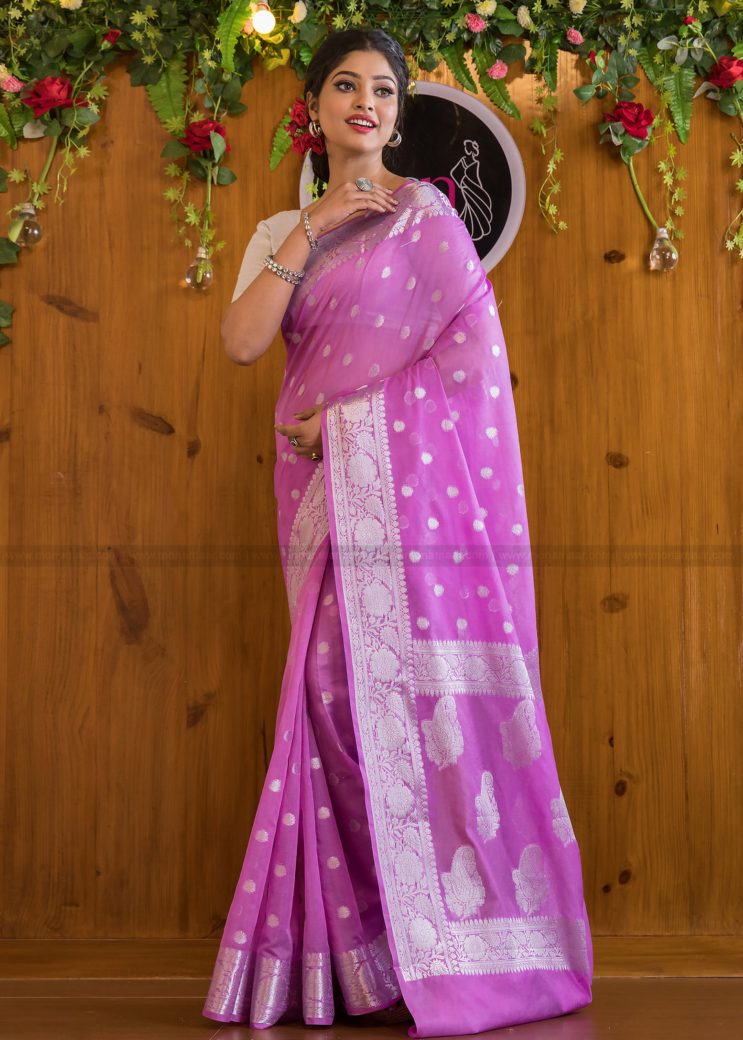 Charming Lilac Banarasi Saree