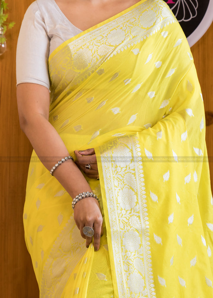 Sunshine Yellow Banarasi Saree