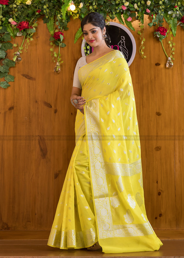 Sunshine Yellow Banarasi Saree