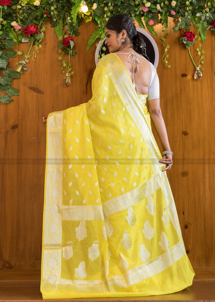 Sunshine Yellow Banarasi Saree