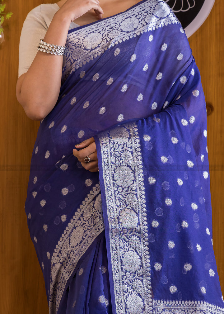 Serene Blue Banarasi Saree