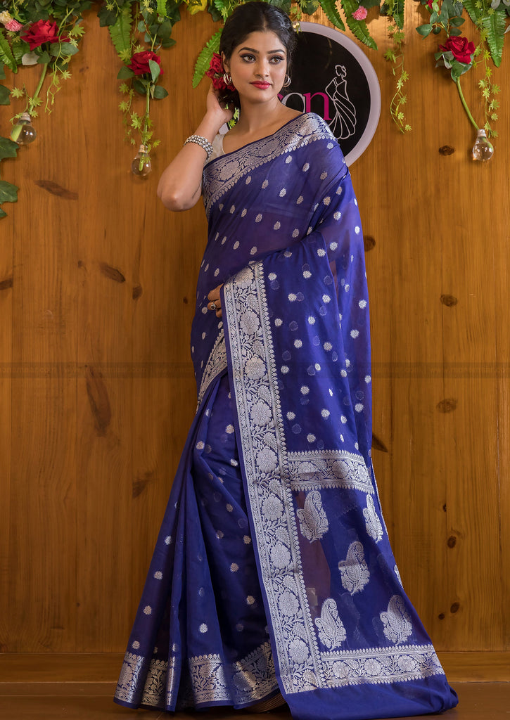 Serene Blue Banarasi Saree