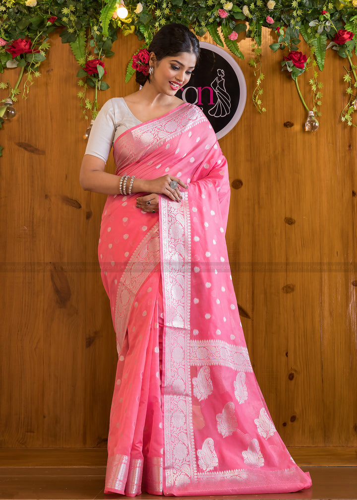 Carnation Crush Banarasi Saree