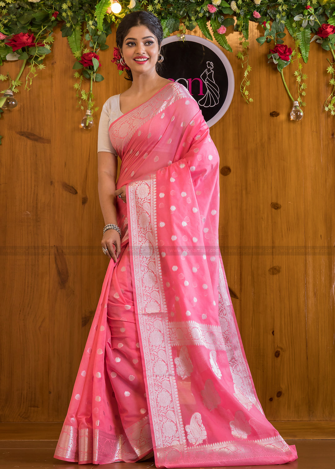 Carnation Crush Banarasi Saree