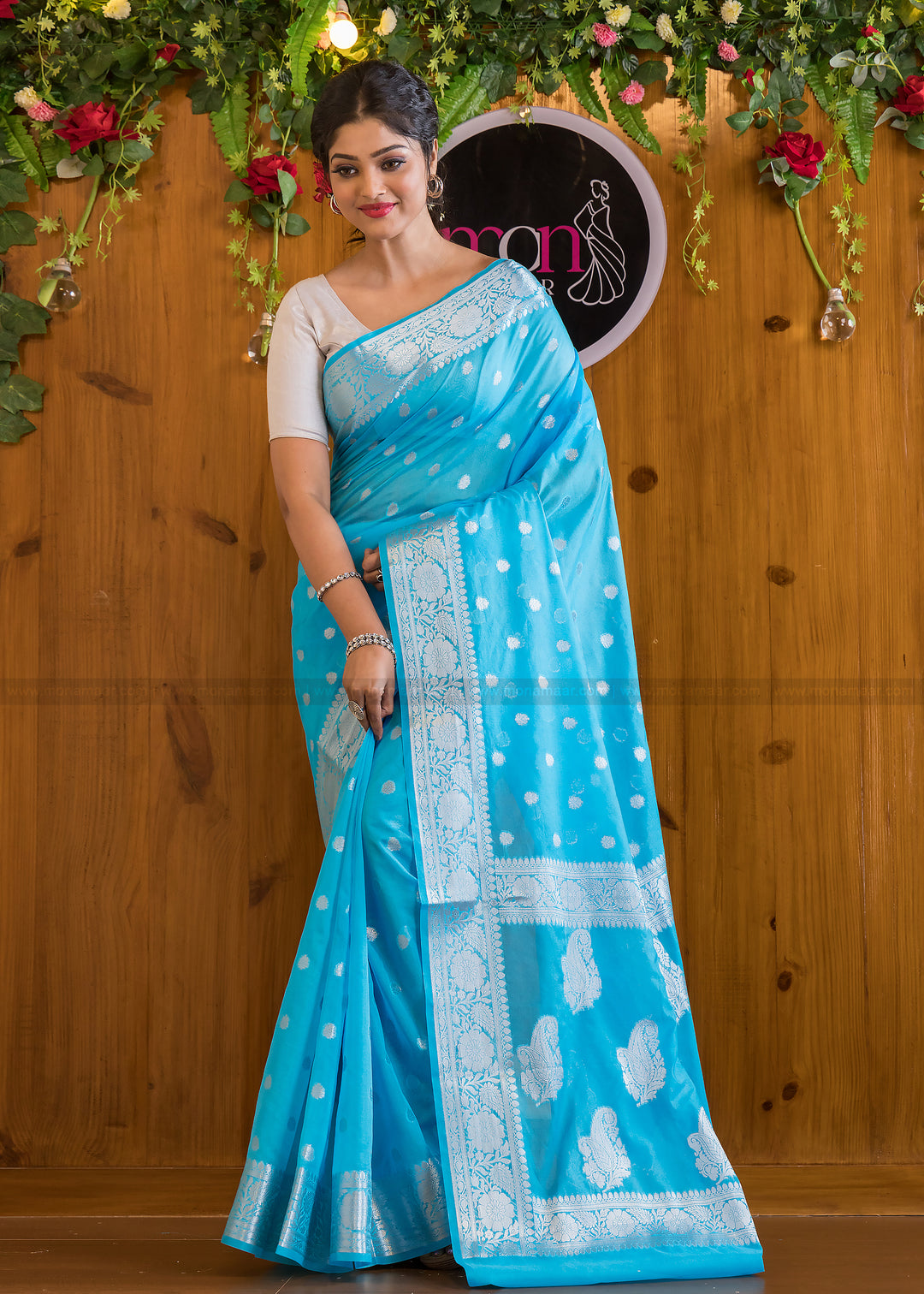 Imaginative Sky Blue Banarasi Saree