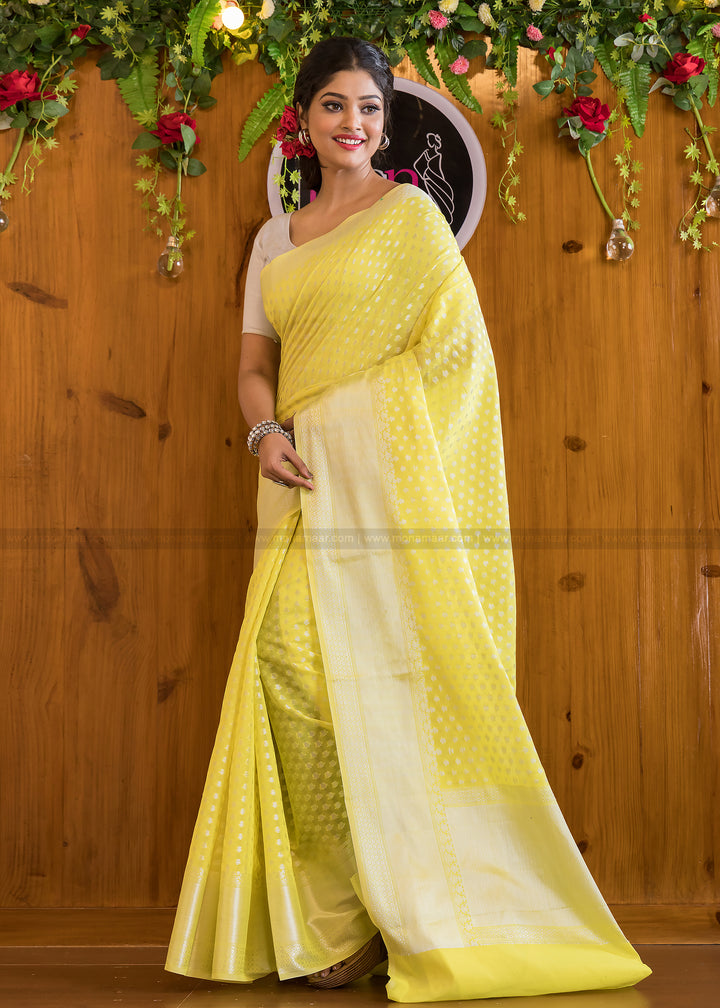 Butidar - The Silver Buti Banarasi Cotton Silk Saree