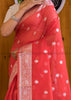 Gorgeous Vermilion Banarasi Saree