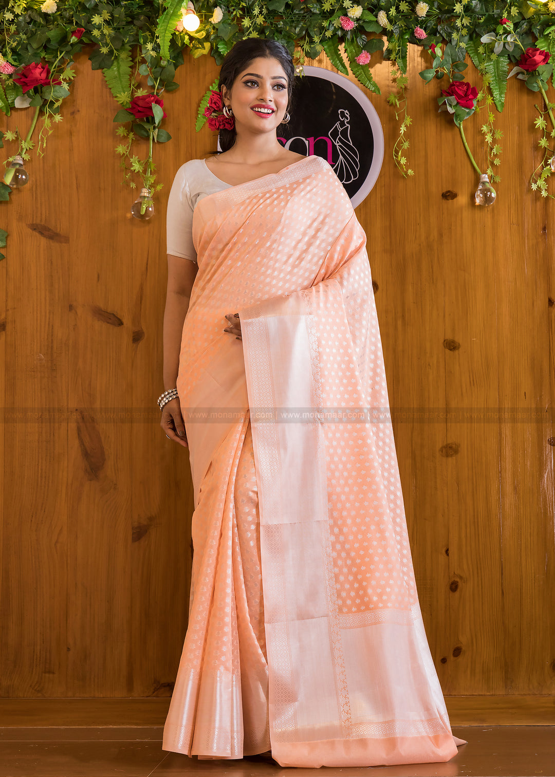 Butidar - The Silver Buti Banarasi Cotton Silk Saree