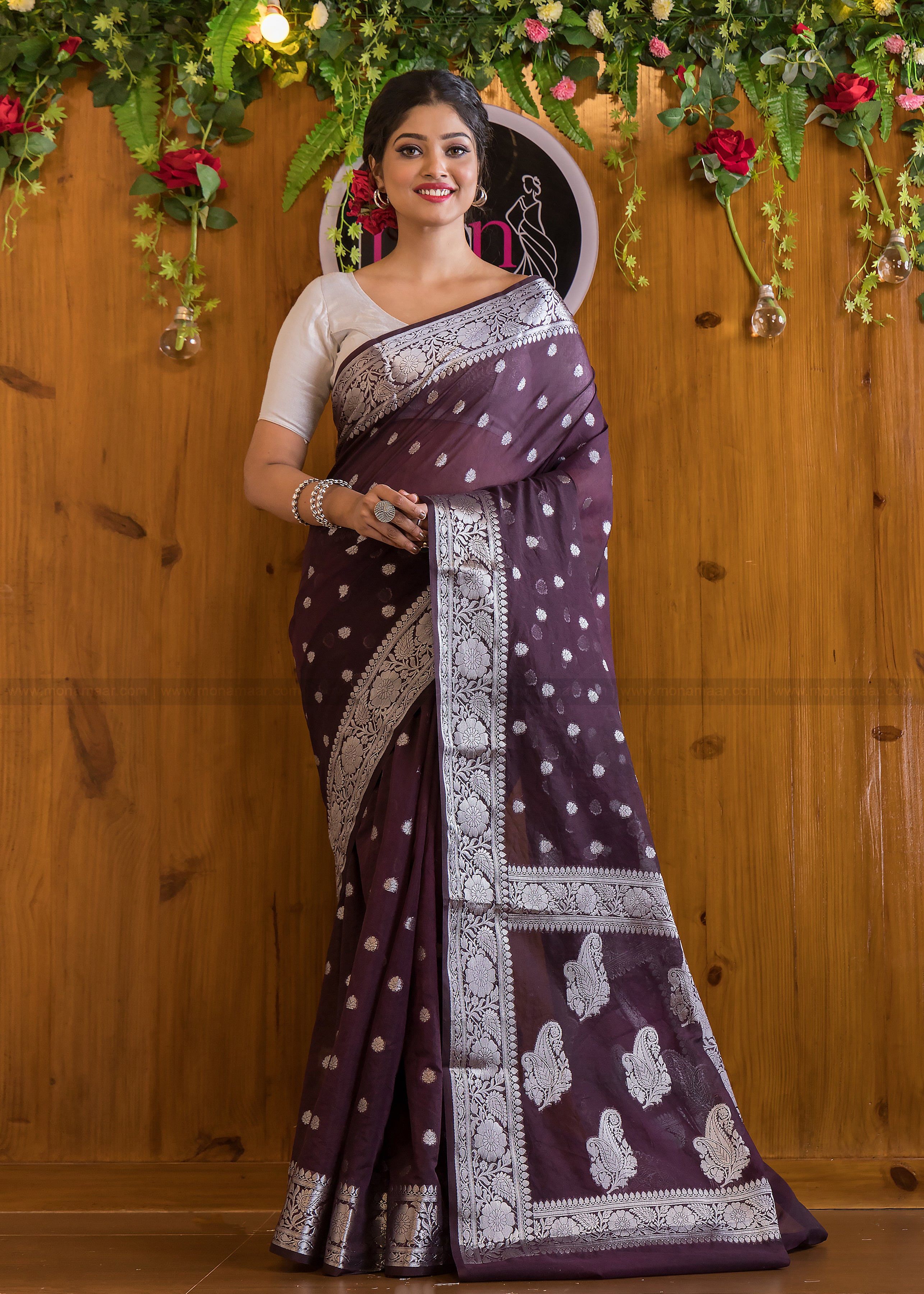 Purple Silk Banarasi Saree | Leemboodi