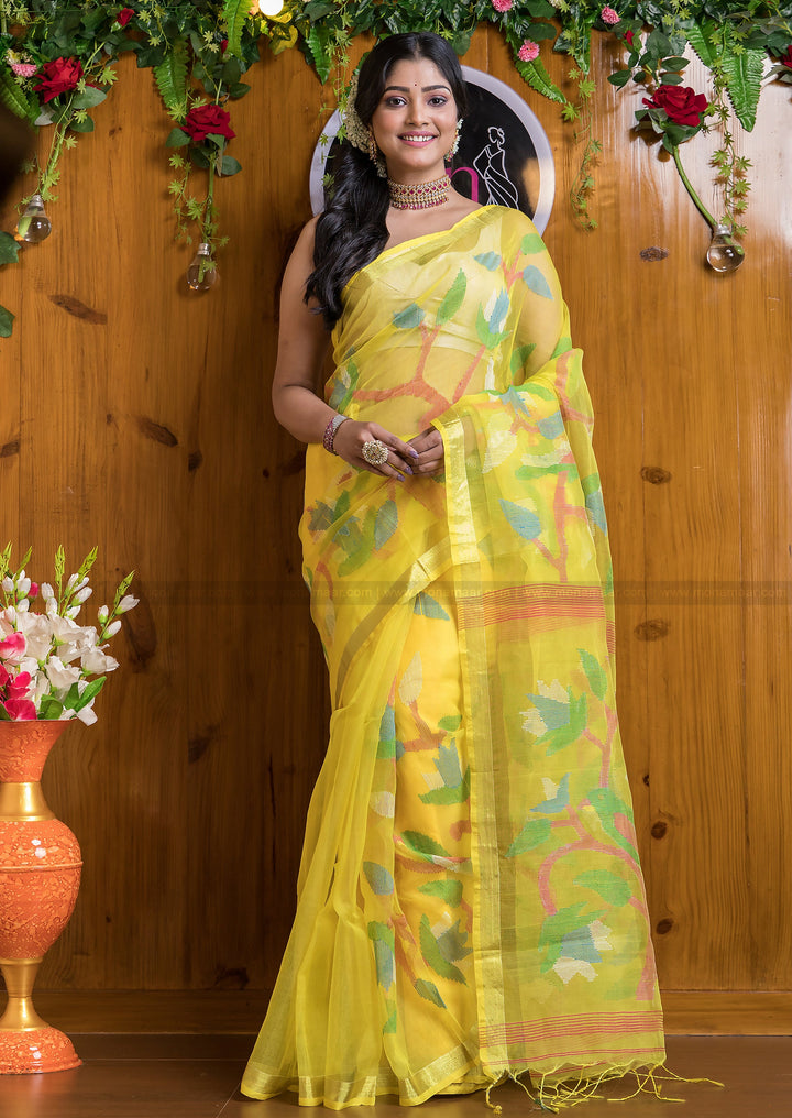 Brightest Day Yellow Muslin Saree