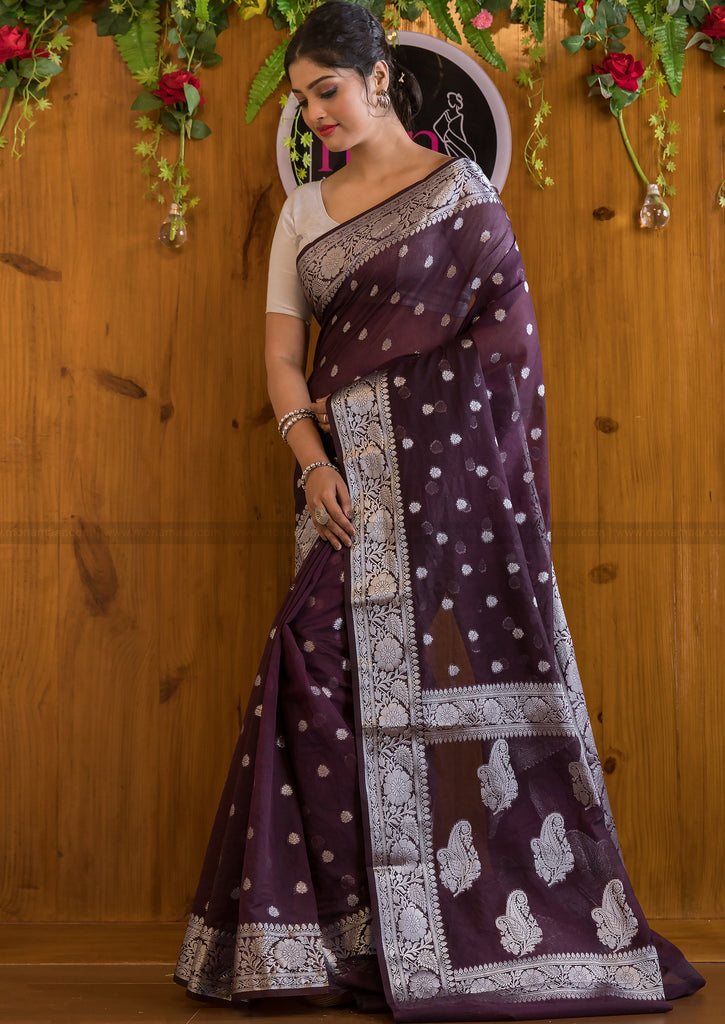 Gorgeous Garnet Banarasi Saree