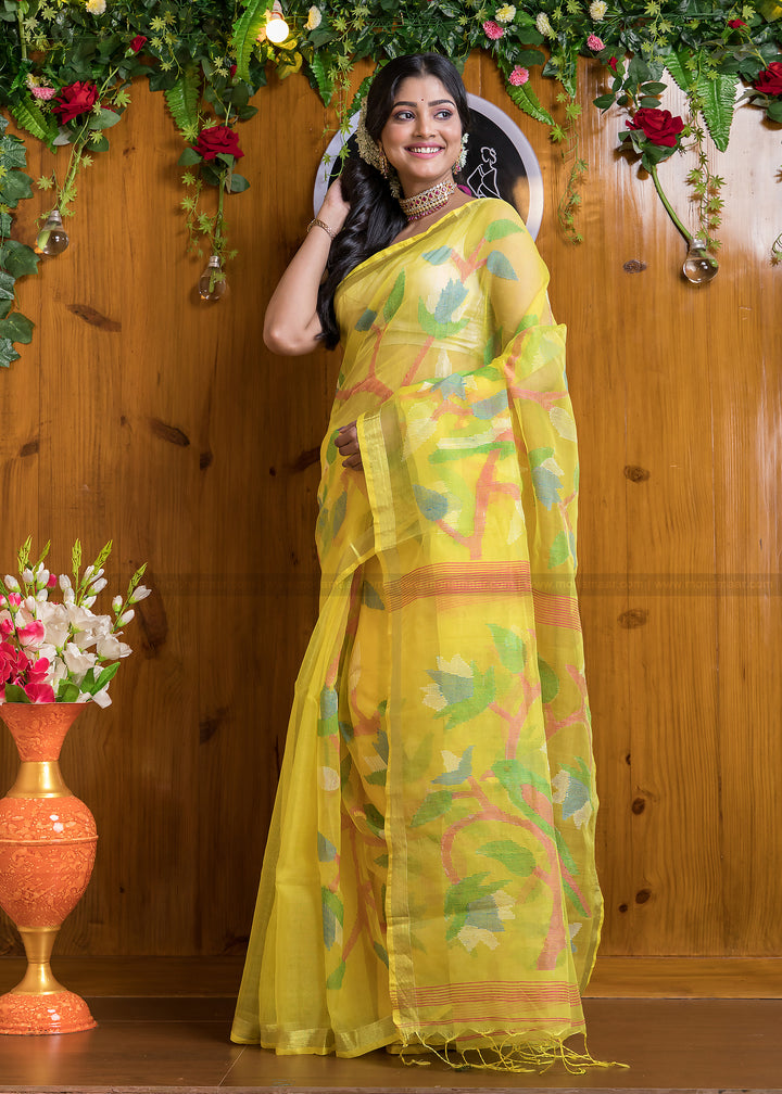 Brightest Day Yellow Muslin Saree