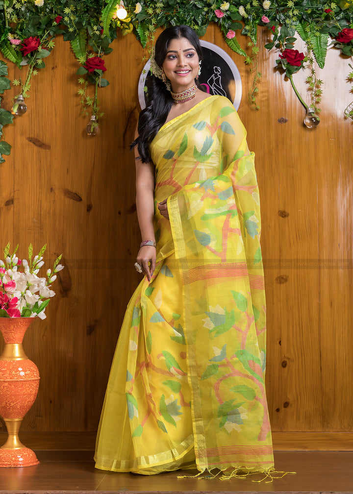 Brightest Day Yellow Muslin Saree