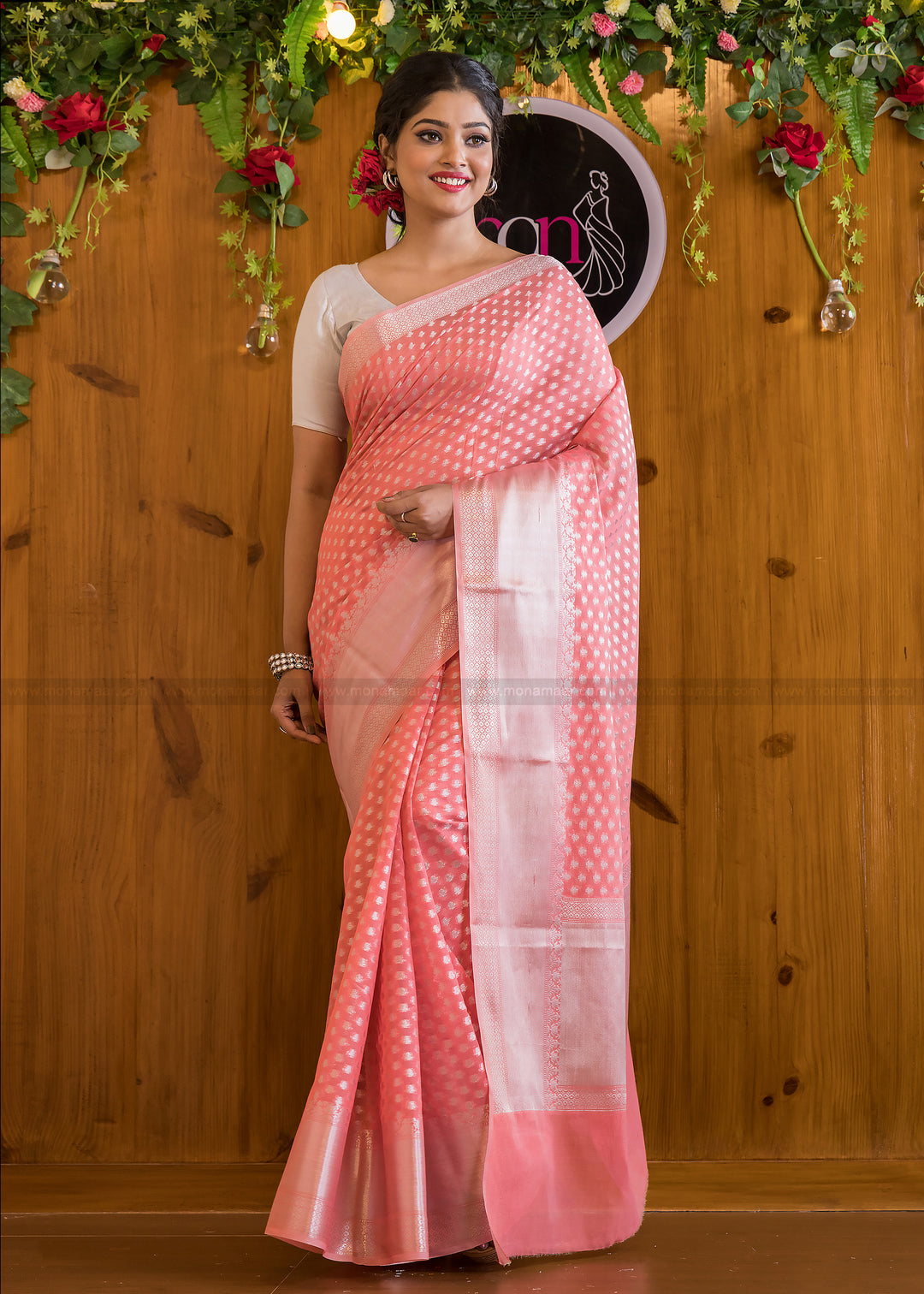 Butidar - The Silver Buti Banarasi Cotton Silk Saree