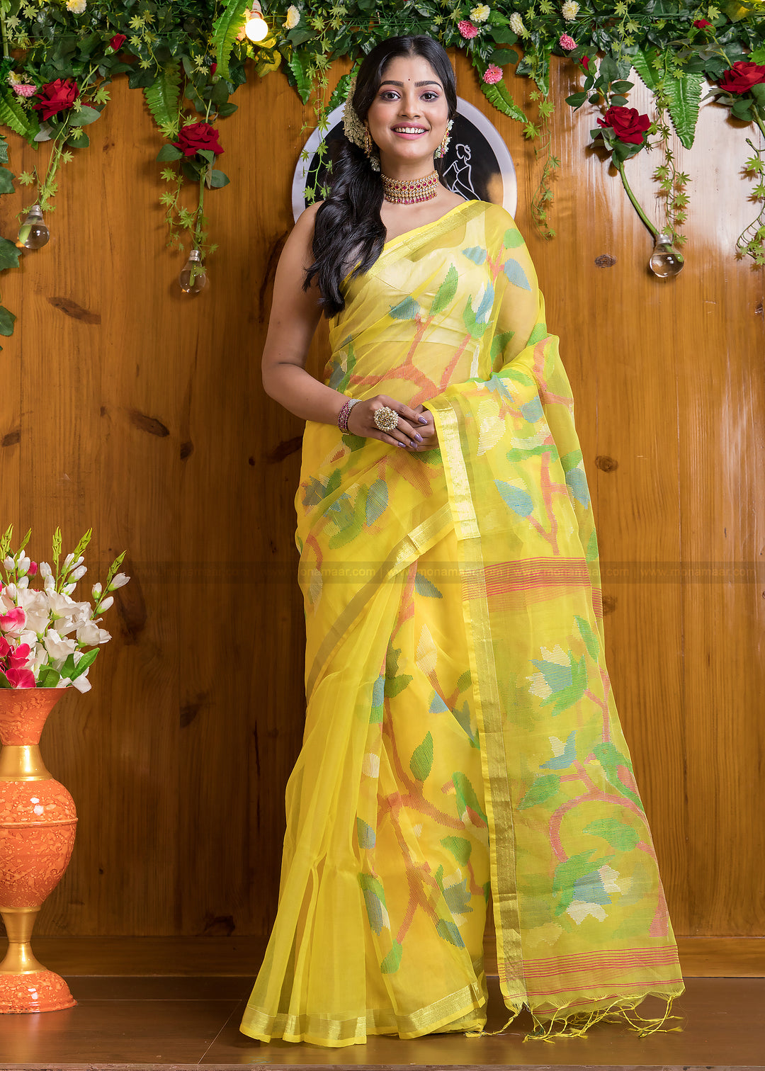 Brightest Day Yellow Muslin Saree