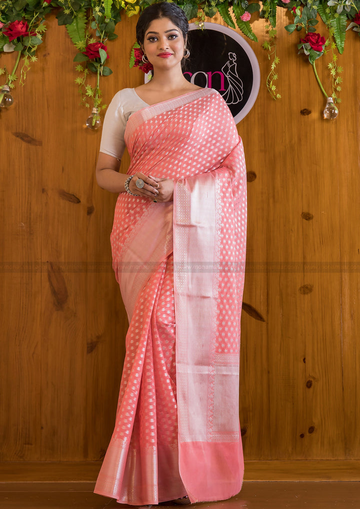 Butidar - The Silver Buti Banarasi Cotton Silk Saree