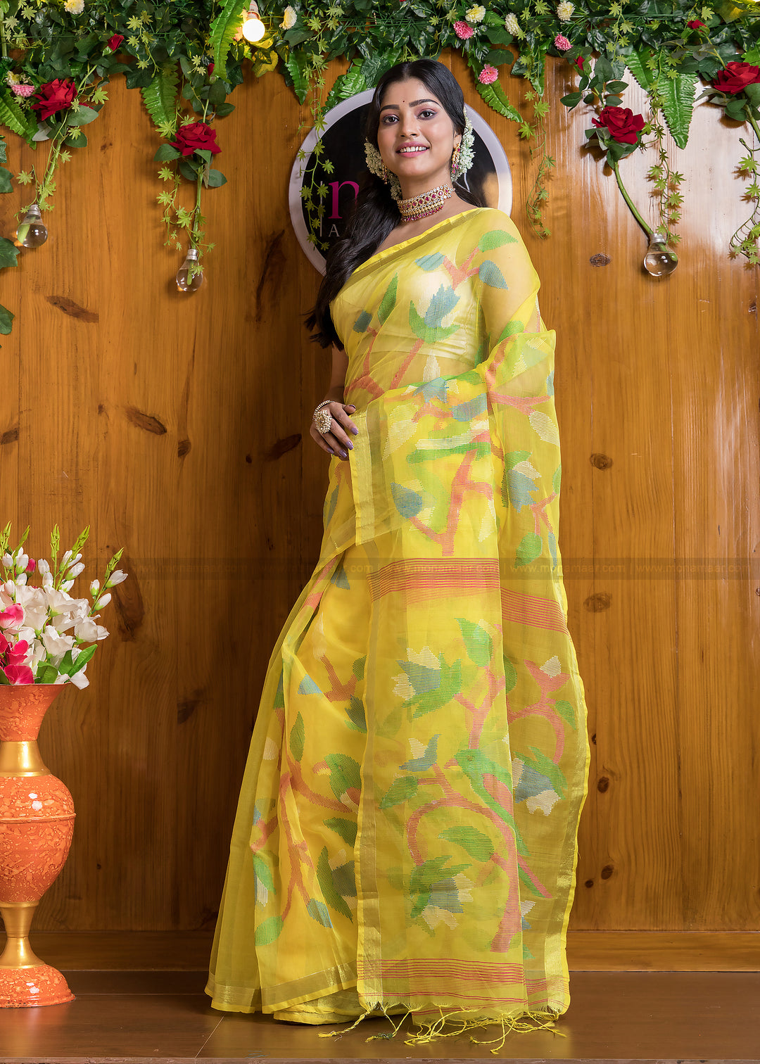 Brightest Day Yellow Muslin Saree