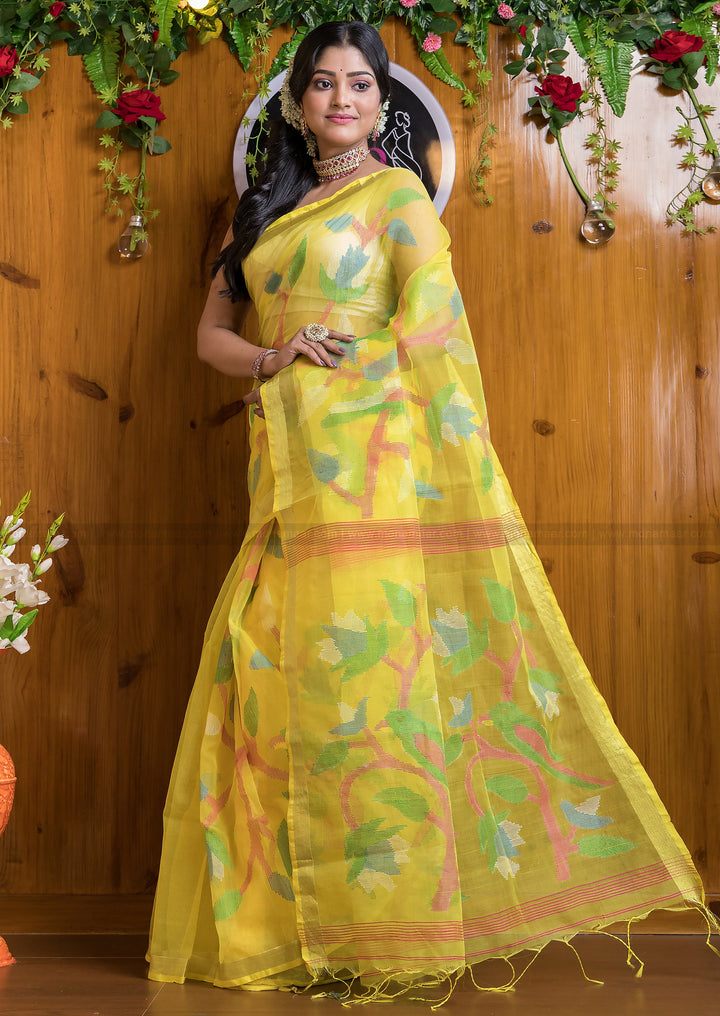 Brightest Day Yellow Muslin Saree