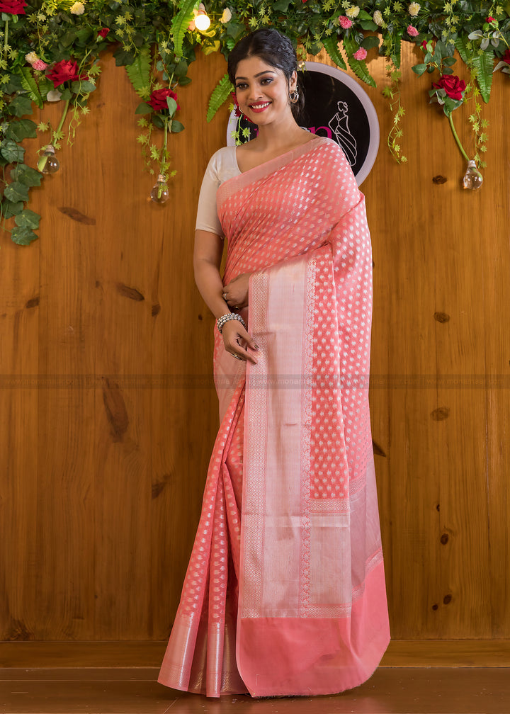 Butidar - The Silver Buti Banarasi Cotton Silk Saree