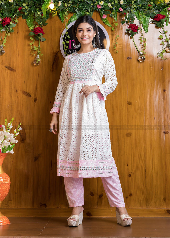 Schiffli Hunk Ethnic Kurti Set