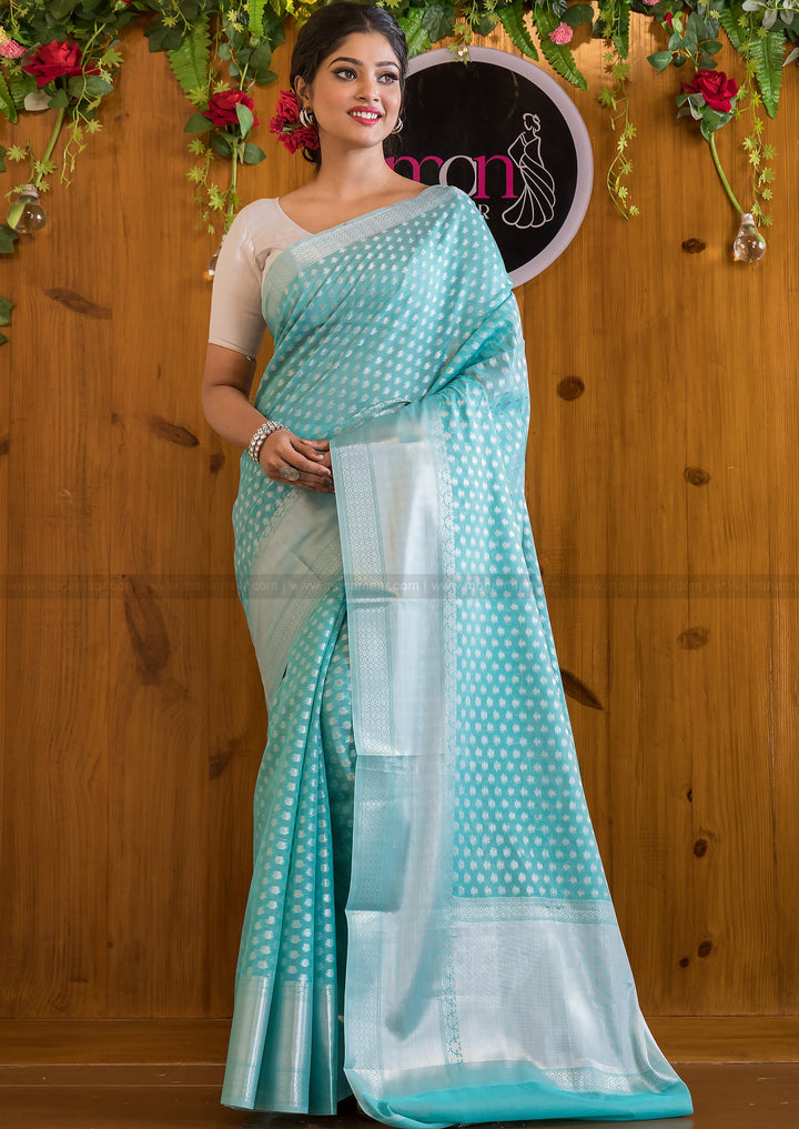 Butidar - The Silver Buti Banarasi Cotton Silk Saree