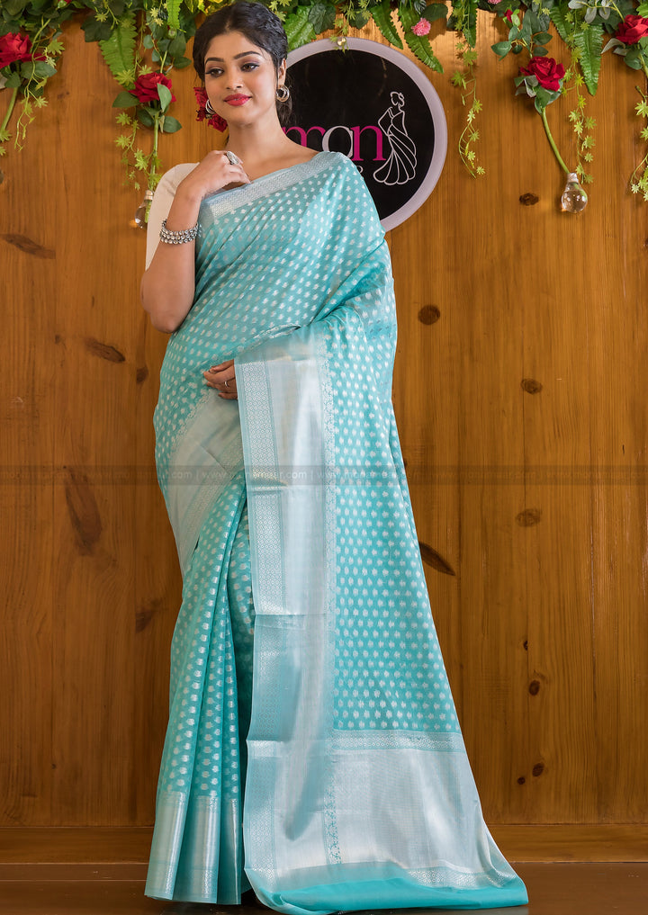 Butidar - The Silver Buti Banarasi Cotton Silk Saree