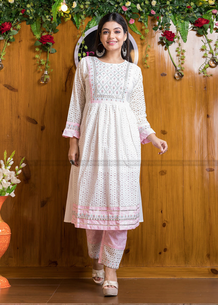 Schiffli Hunk Ethnic Kurti Set