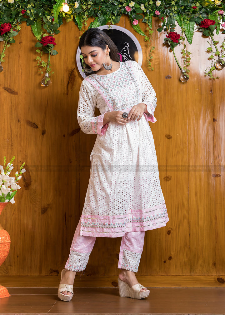 Schiffli Hunk Ethnic Kurti Set