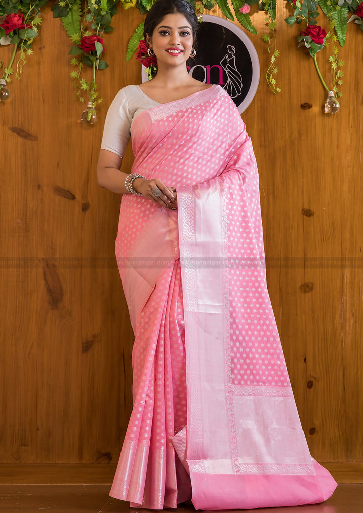 Butidar - The Silver Buti Banarasi Cotton Silk Saree