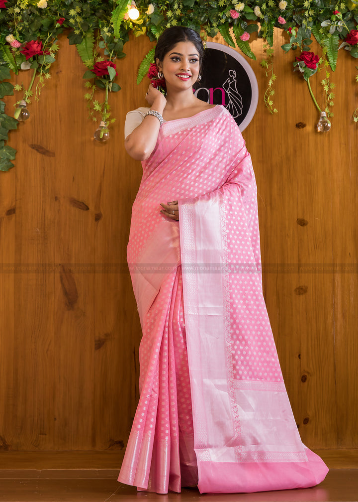 Butidar - The Silver Buti Banarasi Cotton Silk Saree