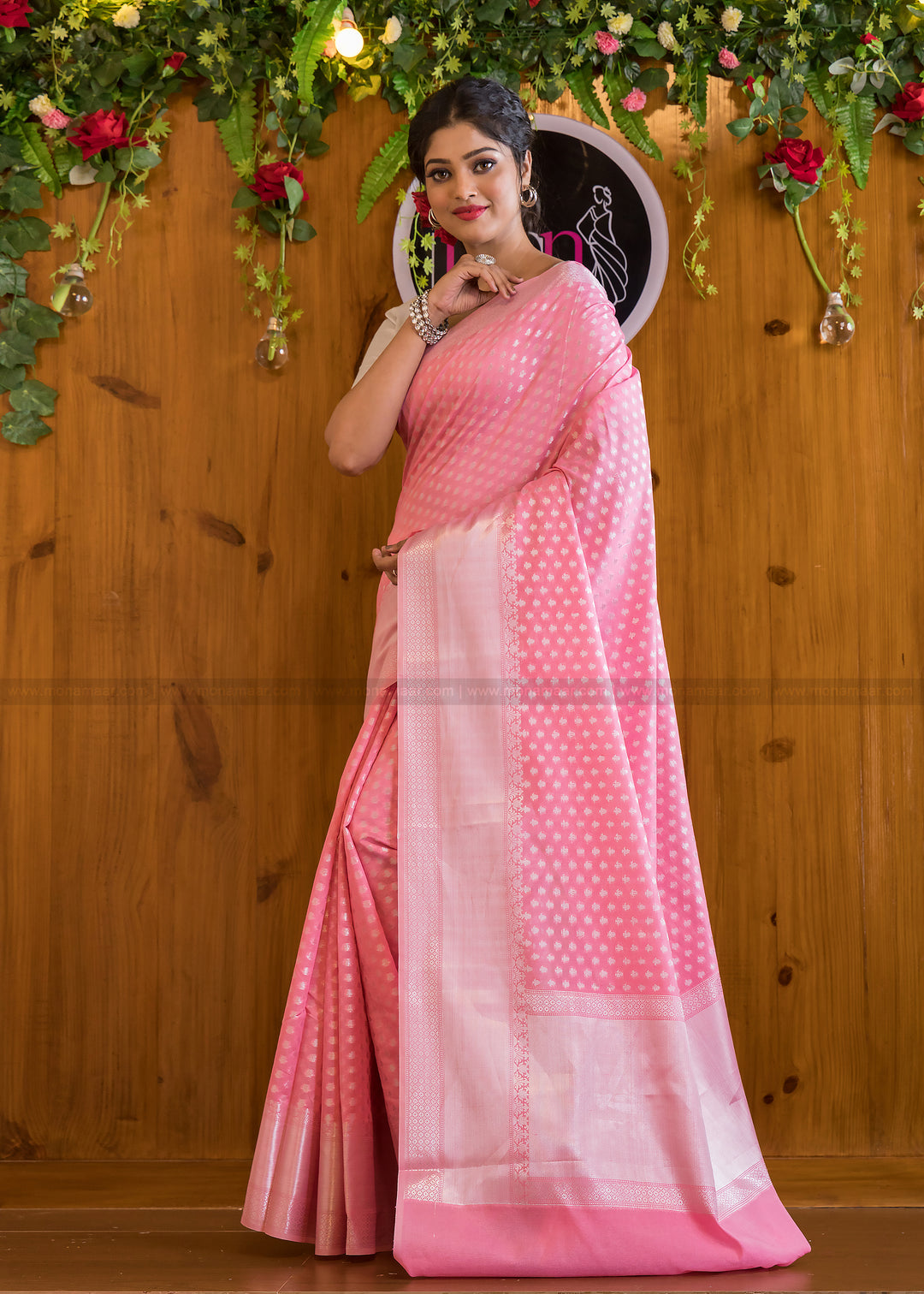 Butidar - The Silver Buti Banarasi Cotton Silk Saree