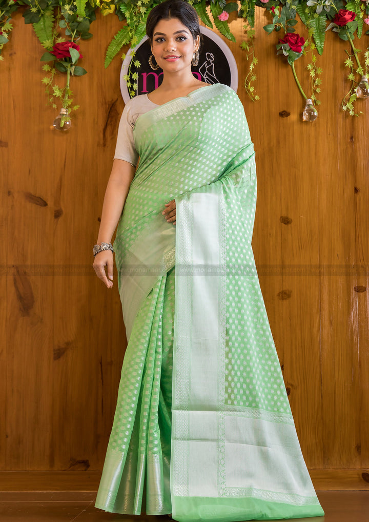 Butidar - The Silver Buti Banarasi Cotton Silk Saree