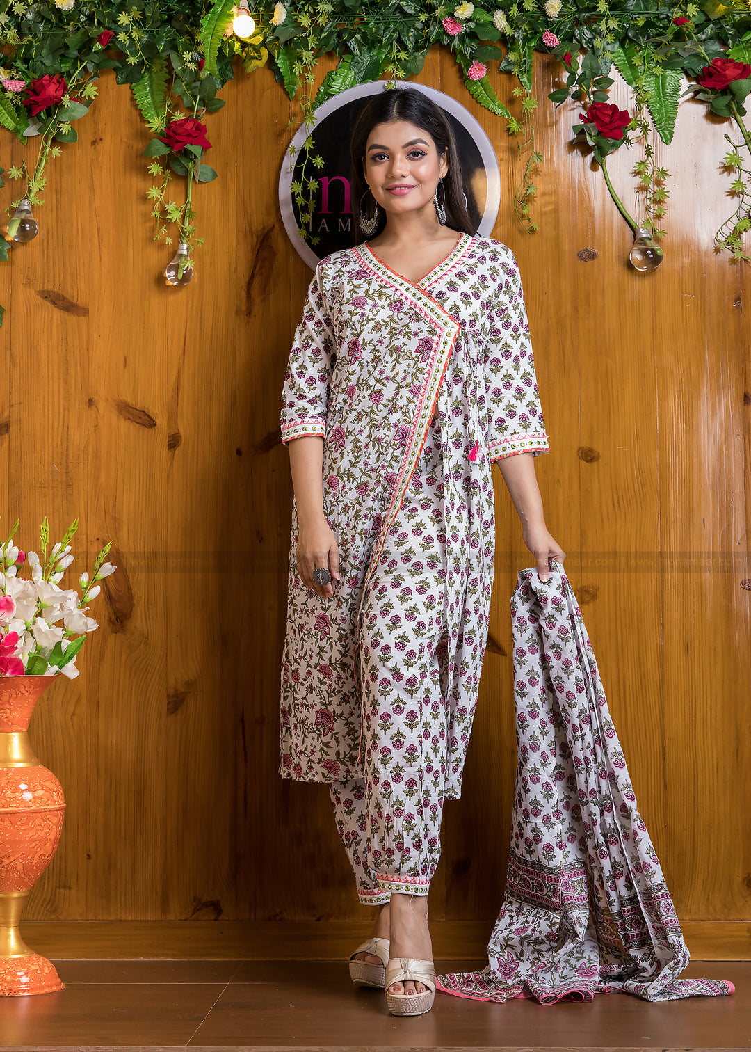 Eternal Angrakha Cotton Suit Set