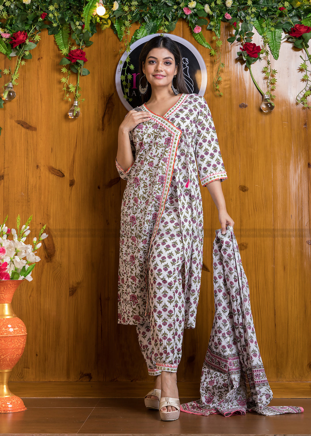 Eternal Angrakha Cotton Suit Set