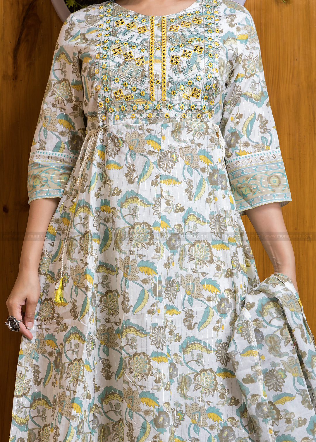 Occasional Bliss Jaipuri Kurti Set(Yellow Tone)