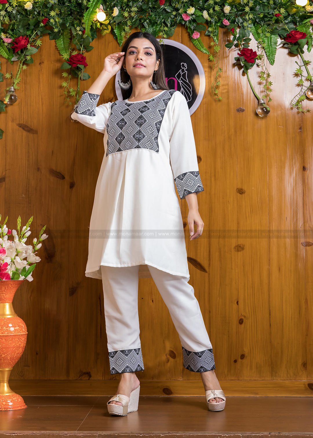 Unexplored Jacquard  Smarty (Bright White) Co-Ord Set