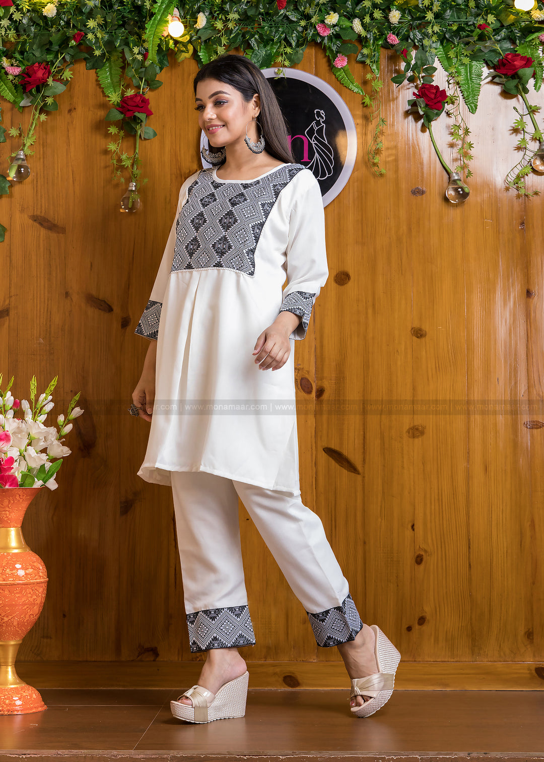 Unexplored Jacquard  Smarty (Bright White) Co-Ord Set