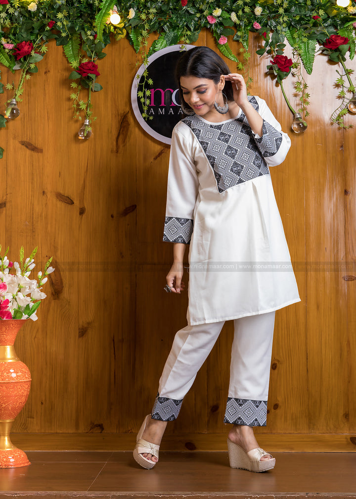 Unexplored Jacquard  Smarty (Bright White) Co-Ord Set