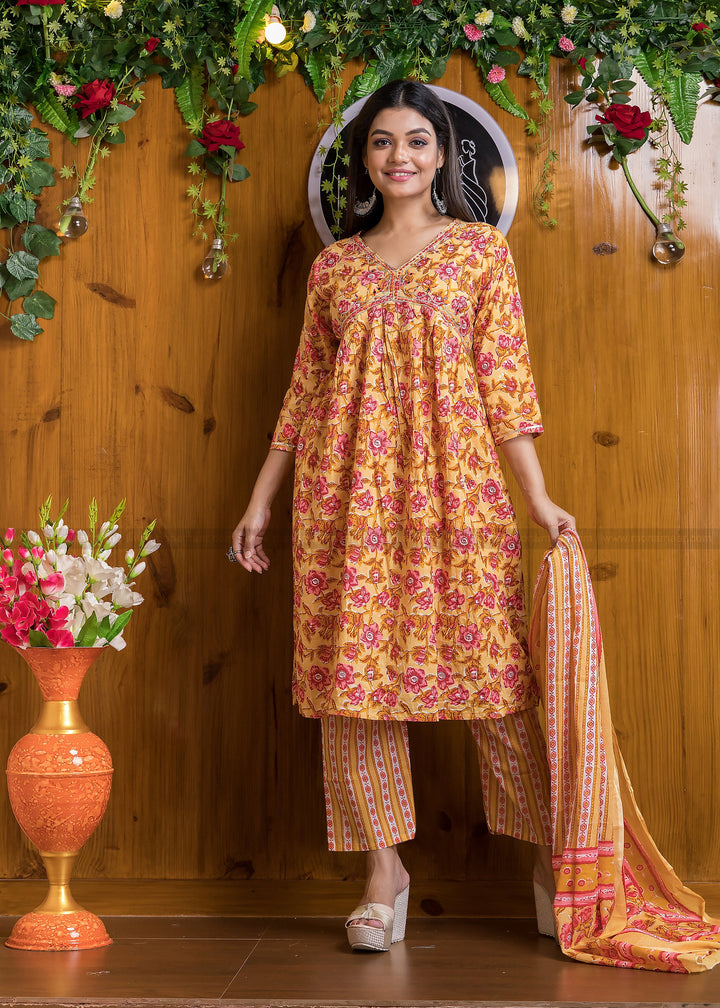 Ethnic Crush - The Jaipuri Kurti Set (Mellow Yellow)