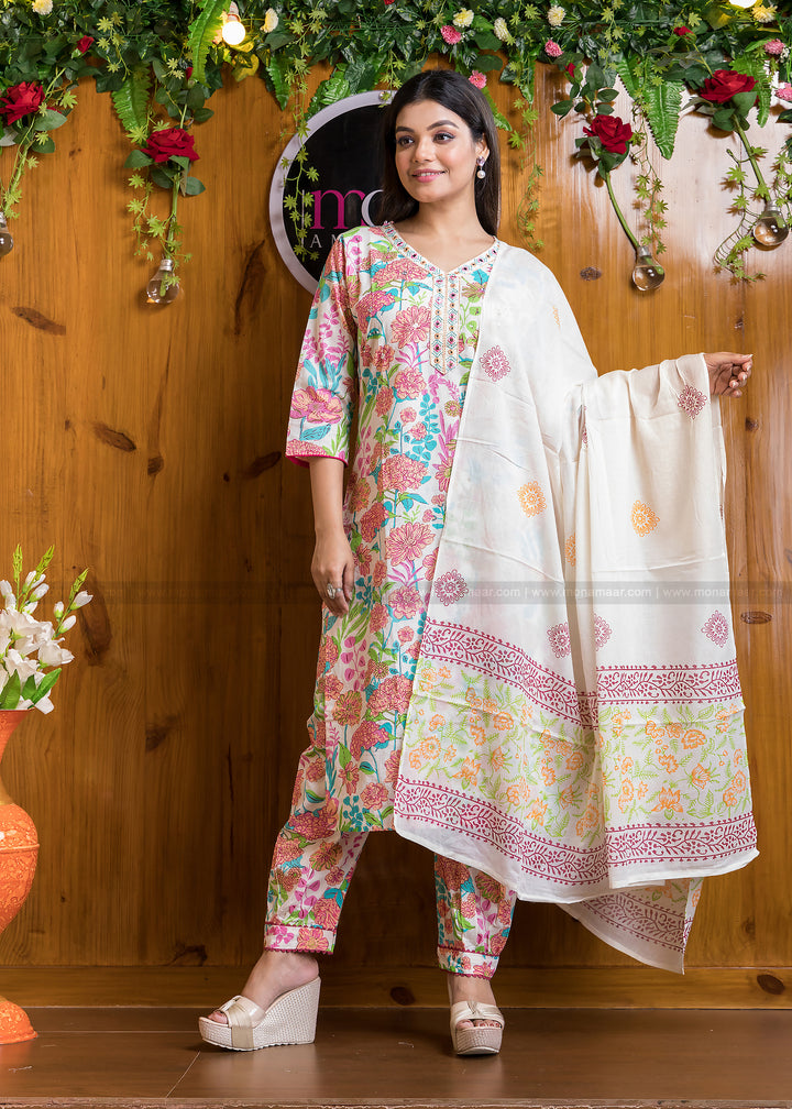 Floral Vibe-Cotton Suit Set