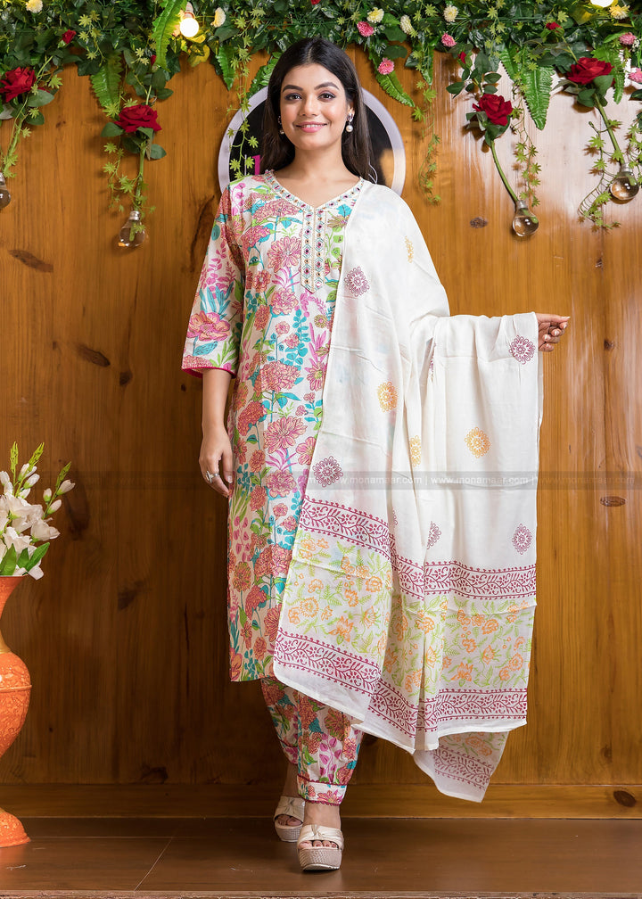 Floral Vibe-Cotton Suit Set