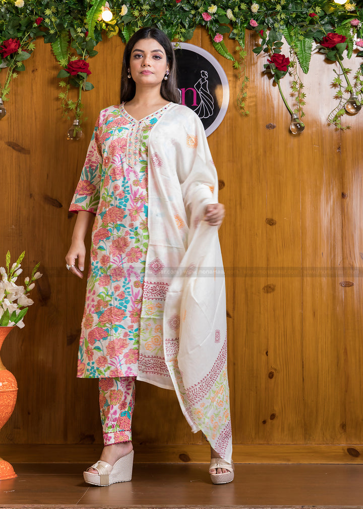 Floral Vibe-Cotton Suit Set