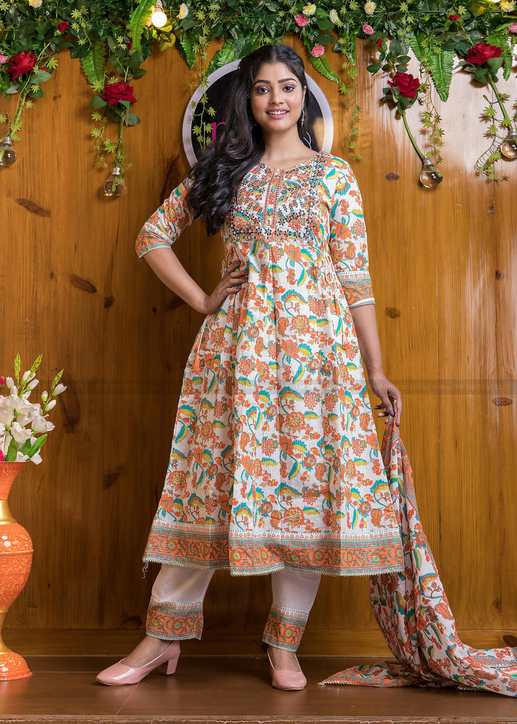 Buy Radhe Collection Women's Jaipuri Rajasthani Traditional Printed Casual  Cotton Maxi Kurti, Rajasthani Ethnic Designer Wear Kurtis for Girls. Orange  at Amazon.in