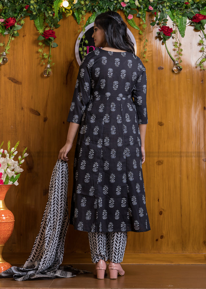 Blacksome Angrakha Style Cotton Kurti Set