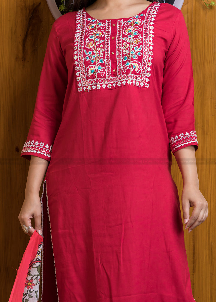 Maroon Magic Jaipur Kurti Set