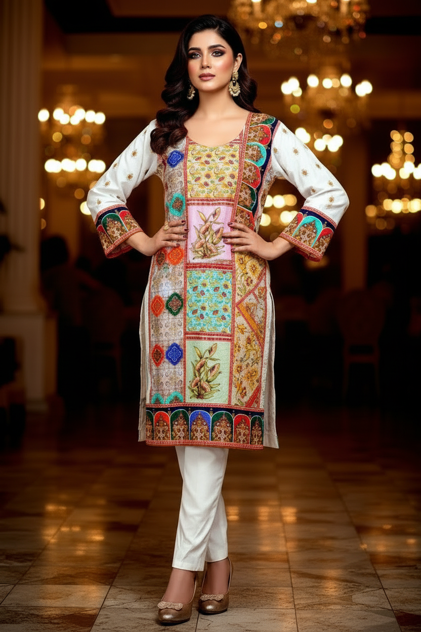 Golden Hour- Pakistani Style Muslin Crepe Silk Kurti set