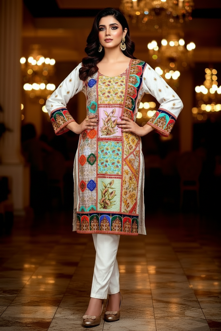 Golden Hour- Pakistani Style Muslin Crepe Silk Kurti set