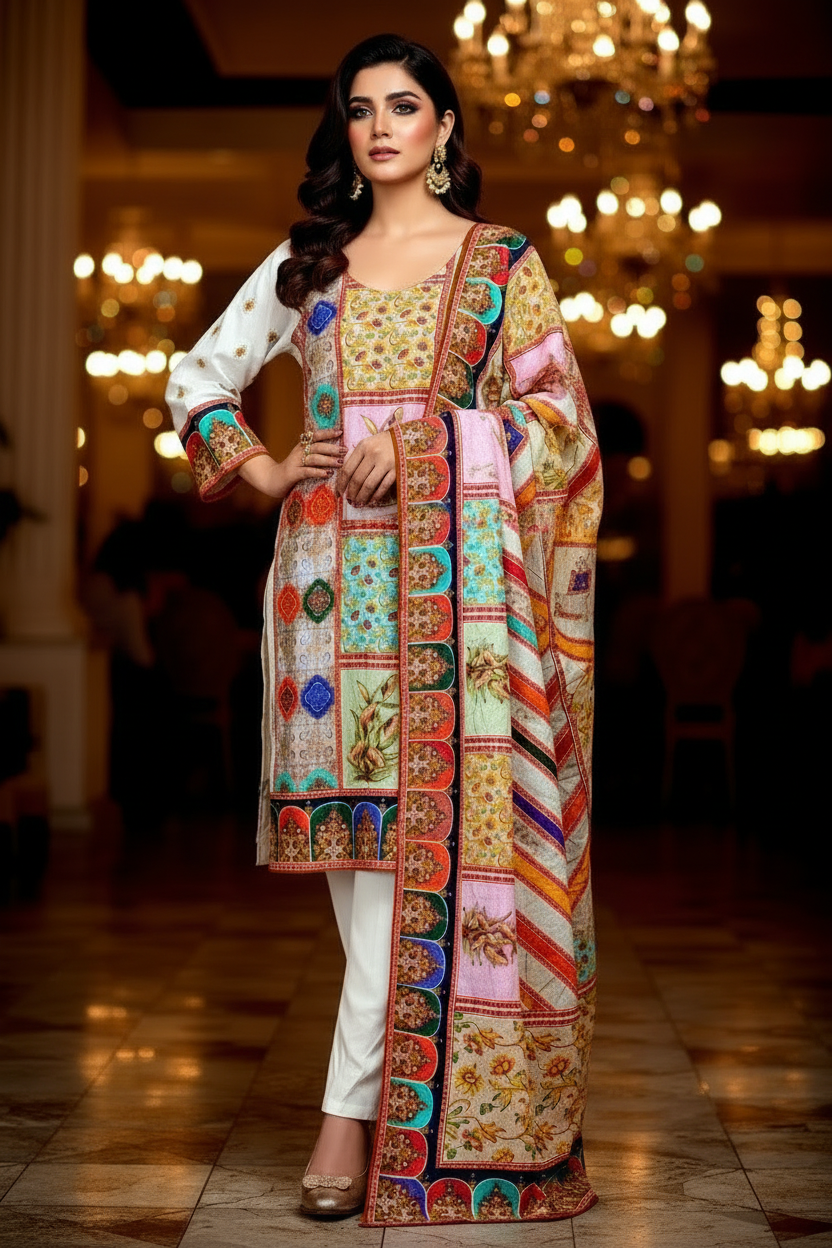 Golden Hour- Pakistani Style Muslin Crepe Silk Kurti set