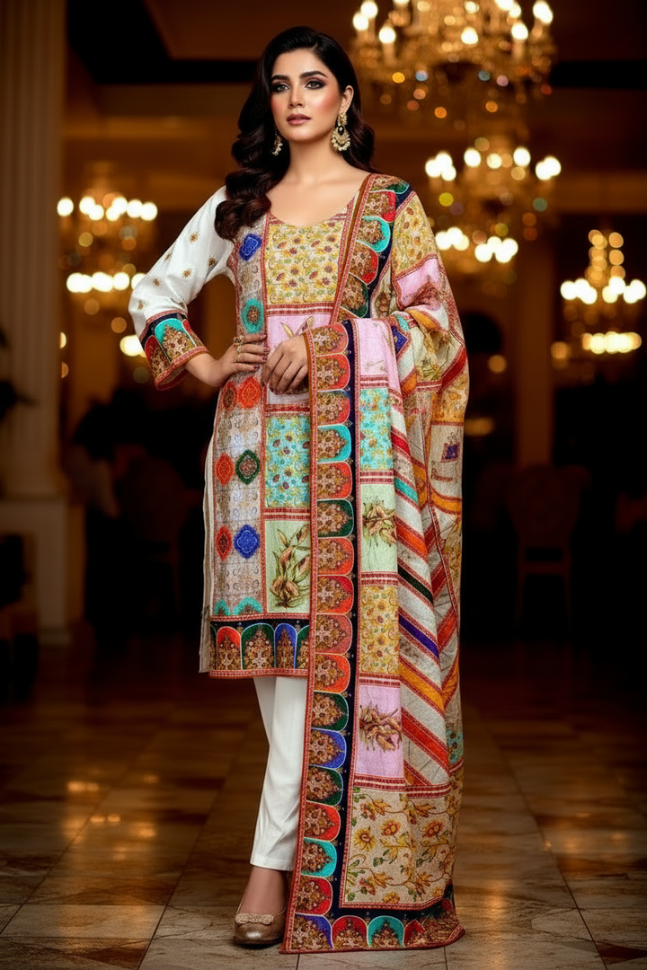 Golden Hour- Pakistani Style Muslin Crepe Silk Kurti set