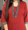 Red Block Cotton kurti